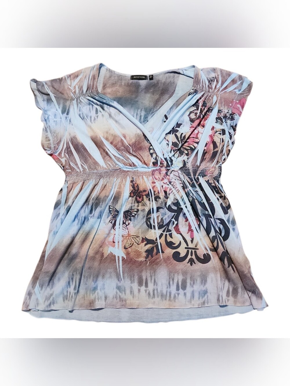 Notations Y2K Babydoll Empire Waist Butterfly Print Size XL fairycore Whimsical